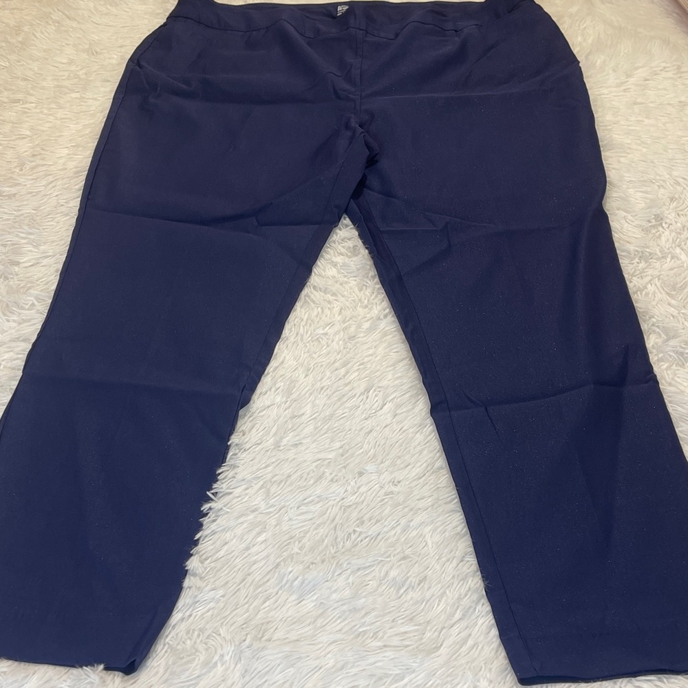 KIM ROGERS TUMMY CONTROL WOMENS SIZE 22W REGULAR Navy Blue Pants PULL ON